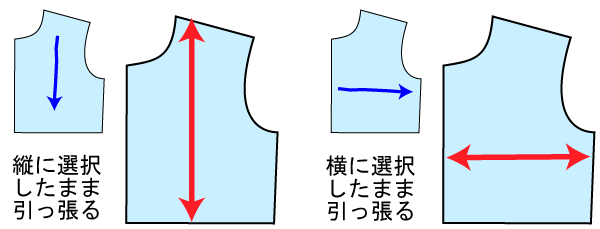 布の向きの縦横ドラッグ例