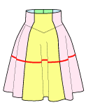 ハイウエストのスカートの型紙をボックスプリーツスカートにする方法